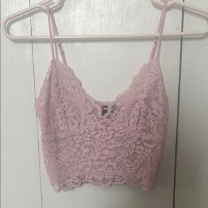Express Pink Lace Crop Top